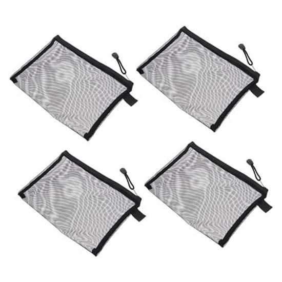 No-brand nylon black mesh cosmetic pouch set 10 zipper transparent design convenient storage organizer travel toiletry bag.