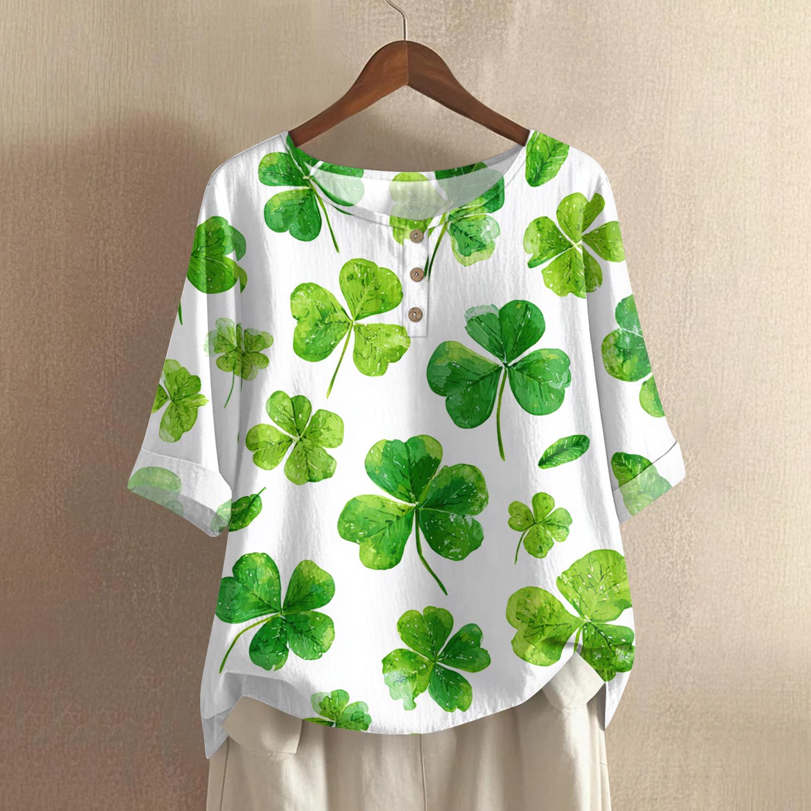 

Women s Casual And Comfortable Mid-Length Round-Neck Fashion Print Cotton-Linen Top XXL