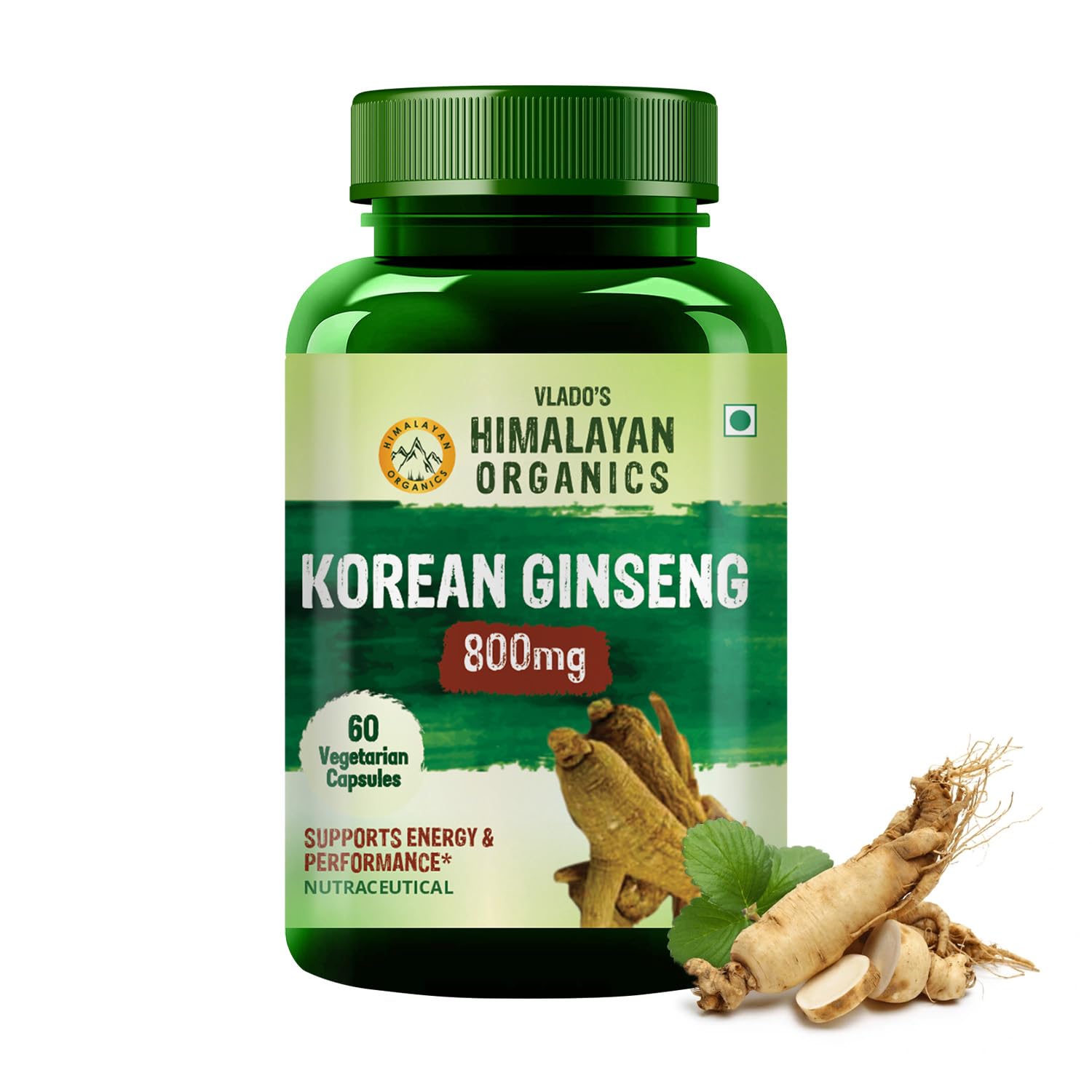 

Vlado’s Himalayan Organics Korean Red Ginseng 800mg Capsules for Men Brain Focus Energy Immunity 60 Capsules