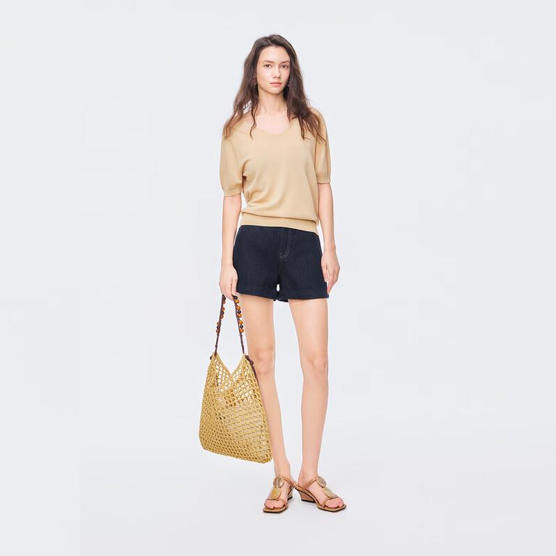 High-Waist Slimming Denim Shorts L