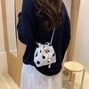 Polka Dot Nylon Drawstring Crossbody Bag Soft Texture Adjustable Strap For Daily Shopping Casual Outings Short Trips