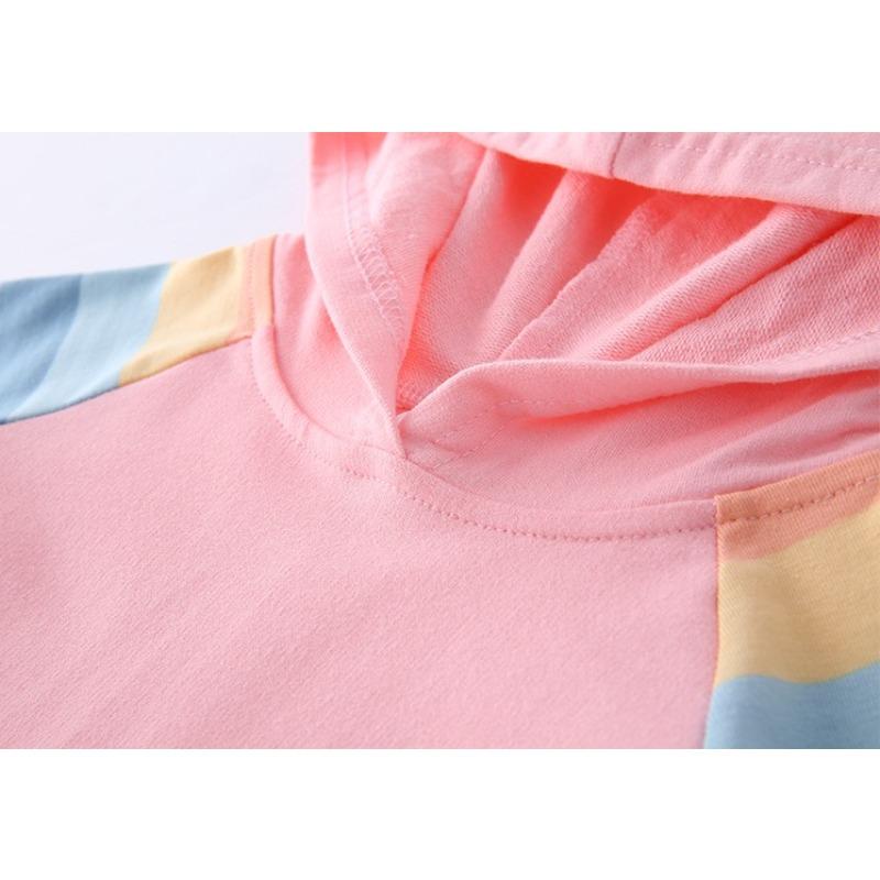 Spring Autumn Kpop Witch Hunting Team Lotus Leaf Edge Cartoon Rainbow Girls' Dress Cotton Long Sleeve Hoodie Hundred Fold Princess Dress
