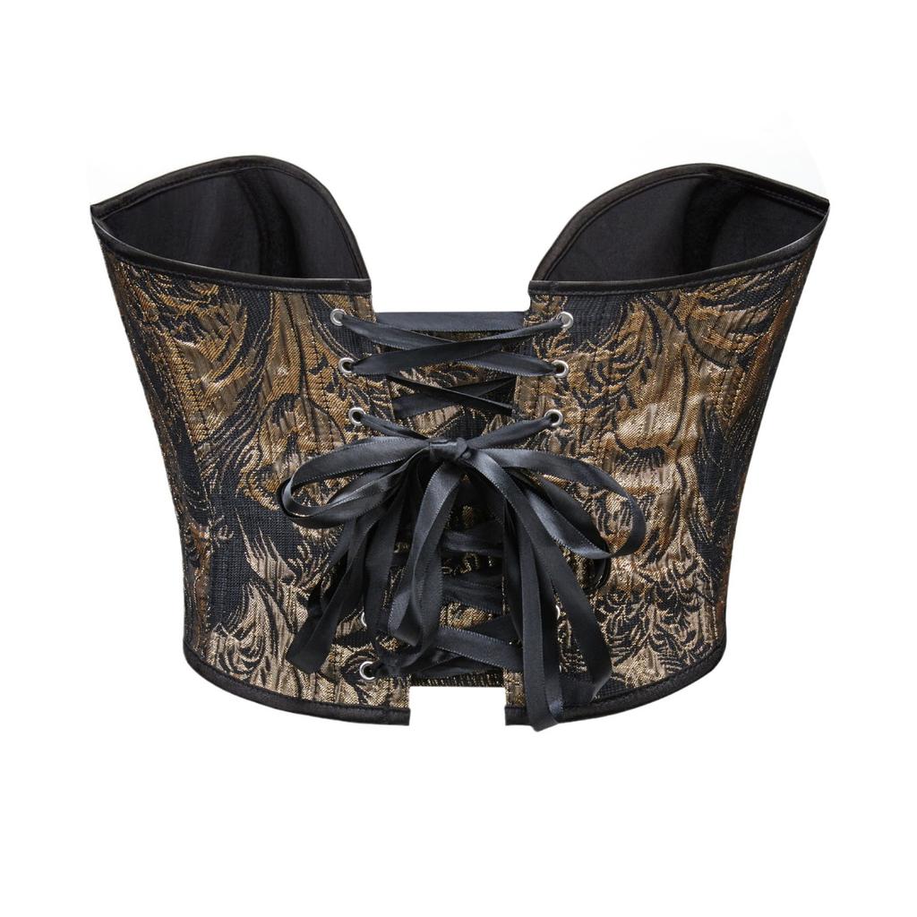 Women Crop Tube Tops Summer Vintage Pattern Tie Up Back Bustiers Corsets Bandeau for Streetwear Aesthetic Clothes