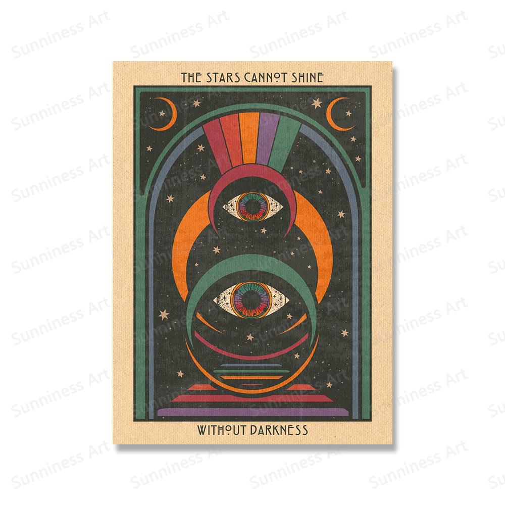 Meditation Kunst Poster Boho Psychedelic Regenbogen Mond Augen Leinwand Malerei Bilder Inspirierende Zitate Drucke Moderne Wohnkultur