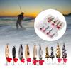 10Pcs Fishing Spoons Lures Metal Lures Baits Trout Bass Casting Spinner Fish Baits High Carbon Steel Treble Fishhooks