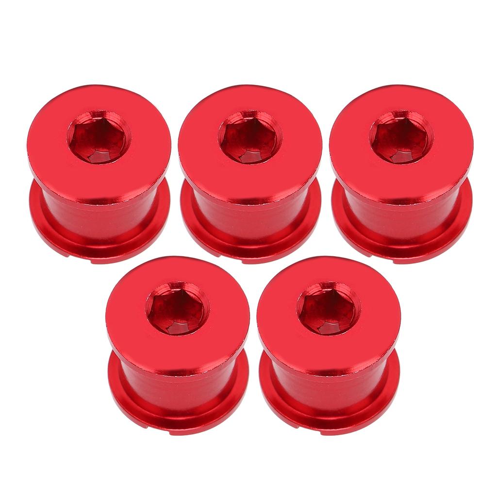 5 stk MTB Sykkel Kjedekransskrue Dobbel Kjedering Kranksett Bolt 7075 Aluminium SkiveskruerRød