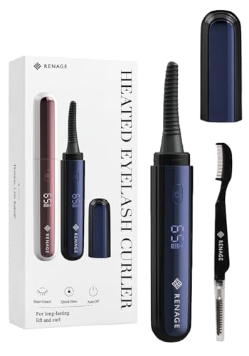 RENAGE Горячий щипчик для завивки ресниц, с USB-зарядкой, для наращенных ресниц и ухода за лицом (Темно-синий, Расческа в комплекте)