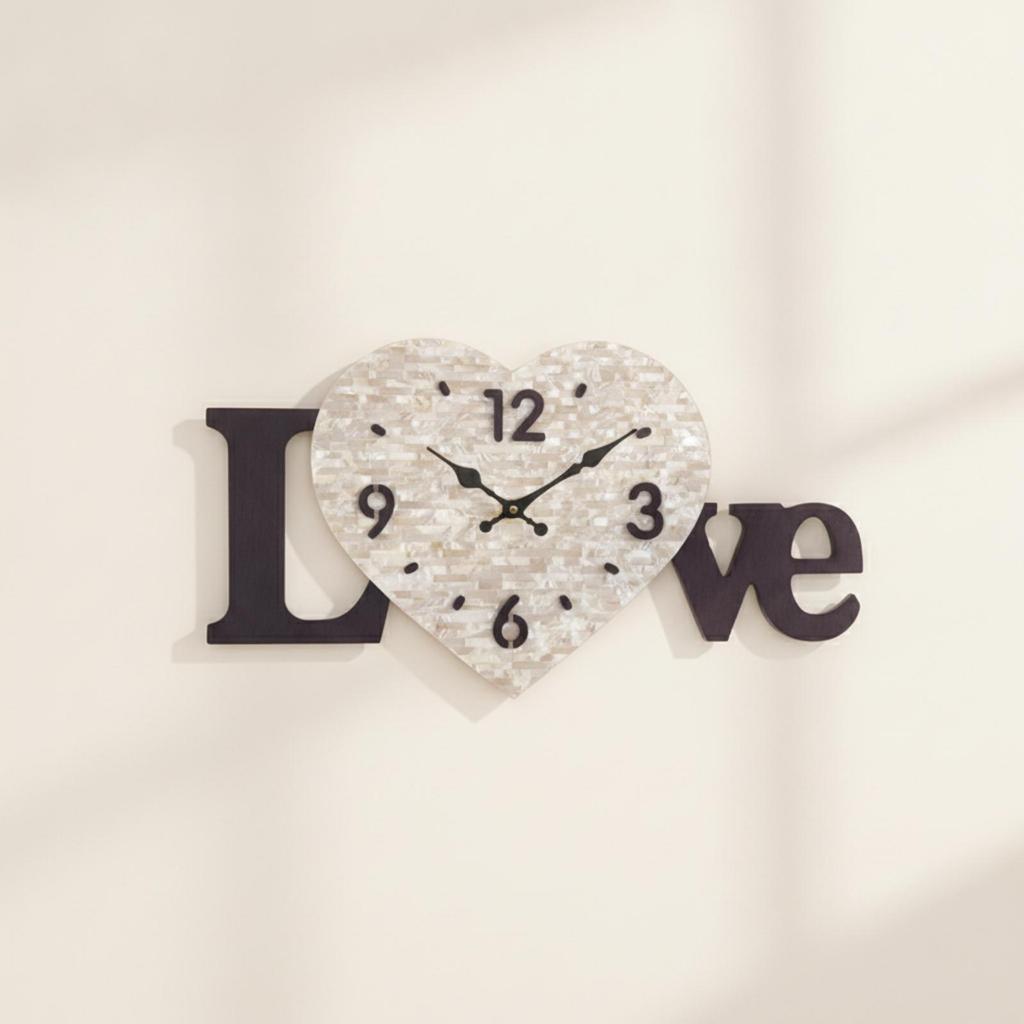 LOVE Letter Wall Clock Silent with Letters Acrylic for Bedroom, Living Room, Wedding