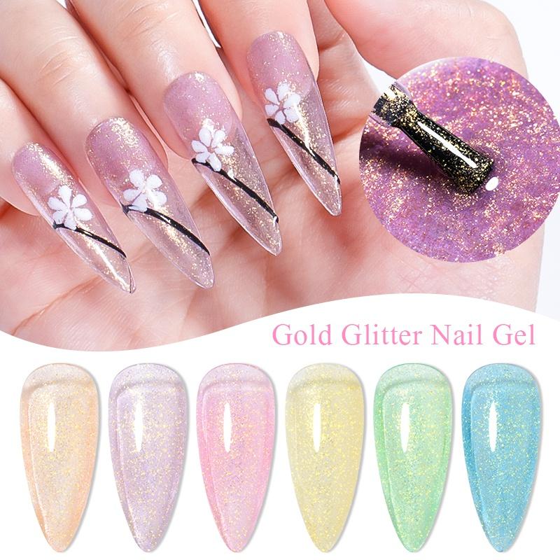 MTSSII 6ml Glitter Nail Gel Sparkly Sequins UV LED Soak Off Varnish For Manicure Semi Permanent Nail Art Gel Polish