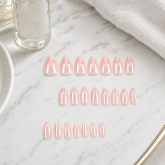 24Pcs Women Nude Press On Nails, Short Oval Natural Stick-on Fake Nails, Glossy Full Cover Glue On False Nails, DIY Manicure Supplies