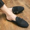 Canvas Leather Shoes Men Casual Handmade Muller Loafers Men Slip On Flats Driving Dress Shoes Half Slippers 38-47