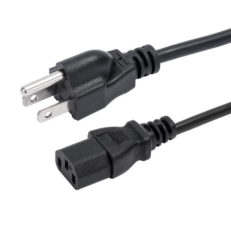 "US ETL-Certified American 3-Plug Power Cord with US Standard Plug"