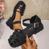 Women Platform Sandals 2025 New Buckle Closed Toe Flat Women Sandals Fashion Solid Color Casual Women Shoes Zapatos De Mujer
