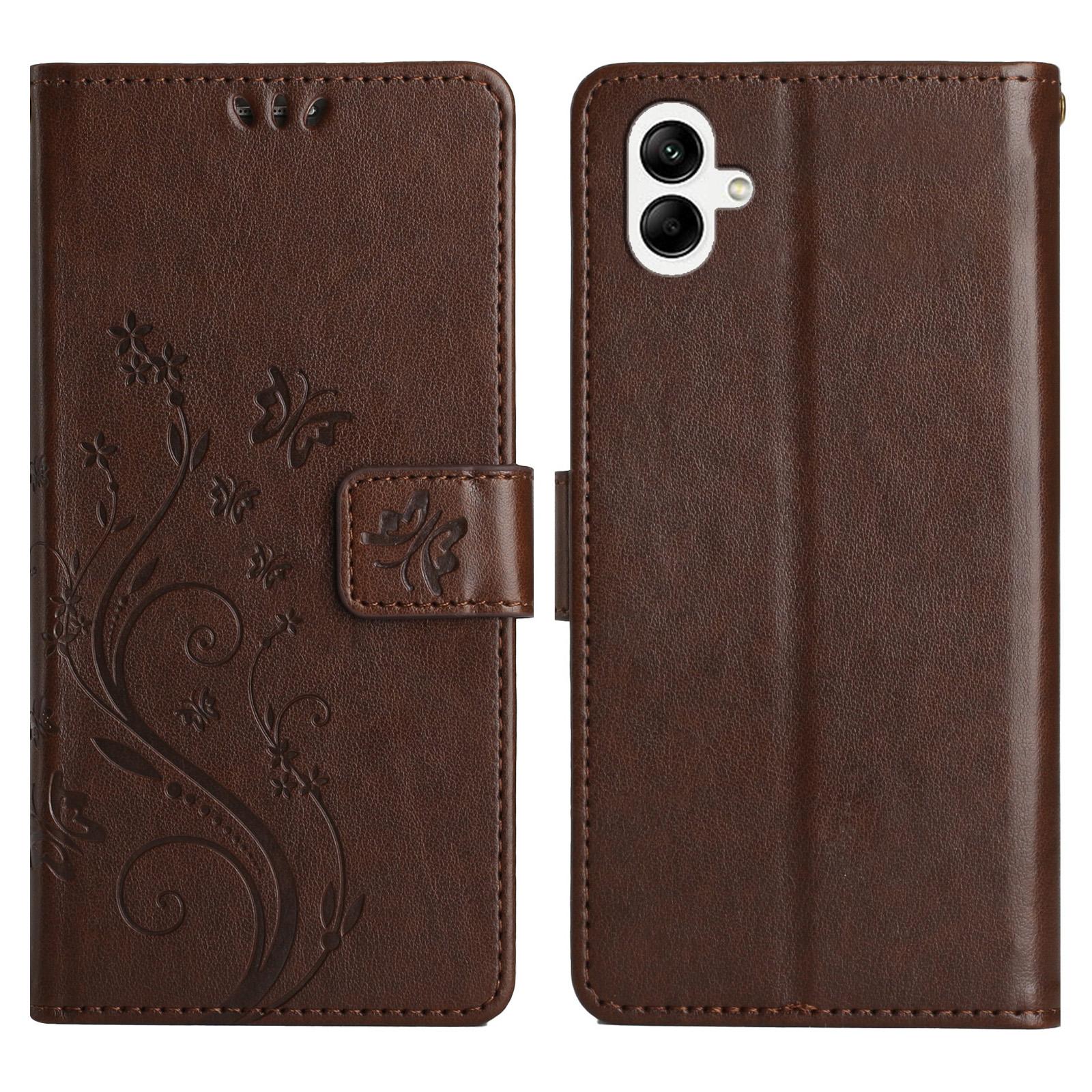 

For Samsung Galaxy A06 4G Case PU Leather Phone Wallet Cover with Strap Brown