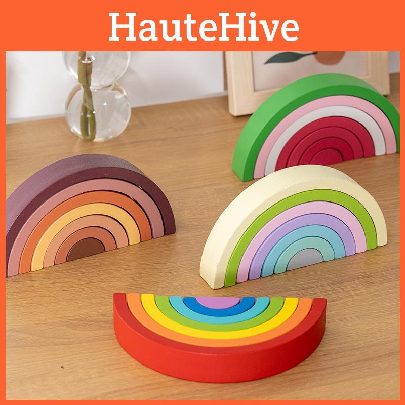 Wooden Arched Rainbow Building Blocks For Toddlers With Ecofriendly Learning Toy