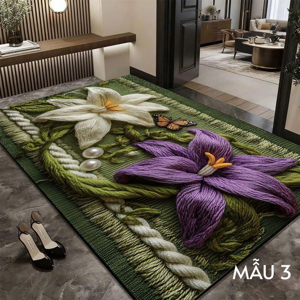 Retro Floral Non-Slip Absorbent Foyer Doormat - Cuttable Diatomaceous Earth Mud Scraper