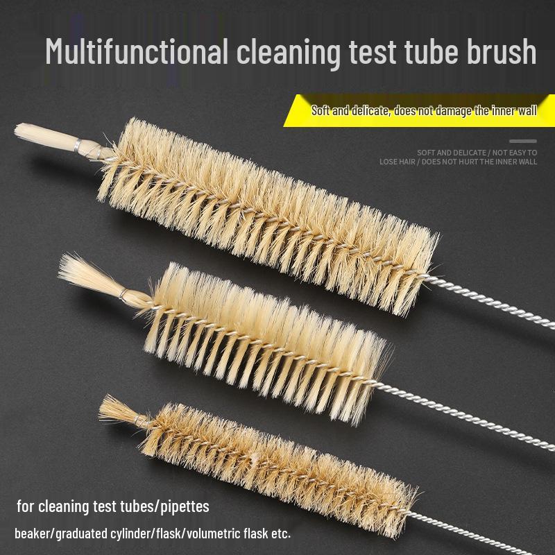 Small Bristle Test Tube & Pipe Cleaning Brush with Extended Steel Wire & Copper-Plated Features