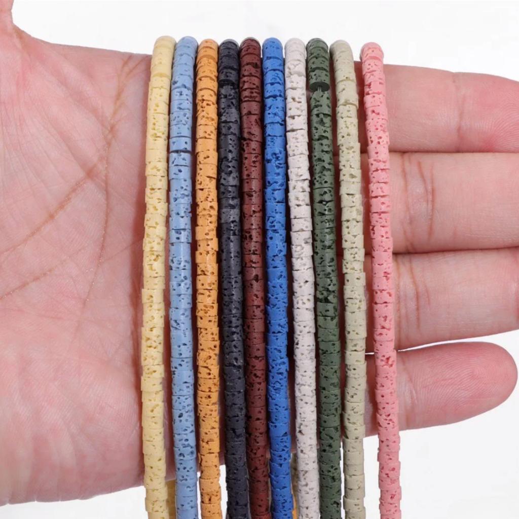 Multi-Color Volcanic Stone Beads for DIY Jewelry: Abacus, Cube, Cylinder, Heart Shapes