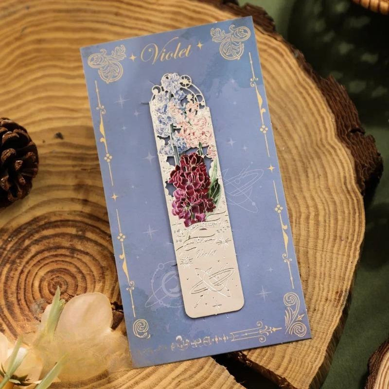 Retro Aesthetic Floral Metal Bookmark Reading Mark Student Hand Account Accessories Office Stationery Gifts Stationery Supplies