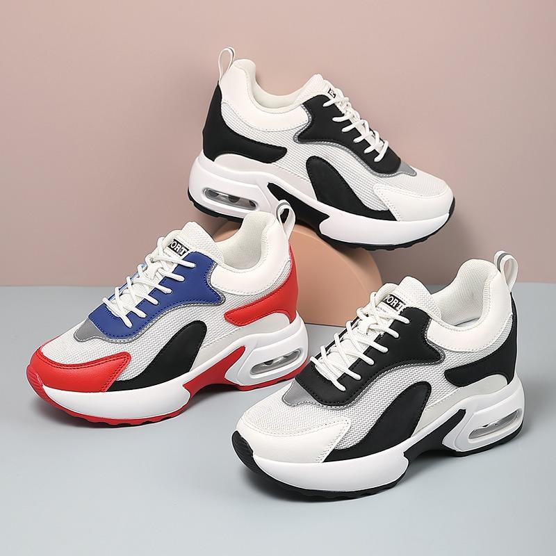 2025 new inner heightening women's shoes small thick-soled mesh breathable pad shock absorption casual shoes sports shoes