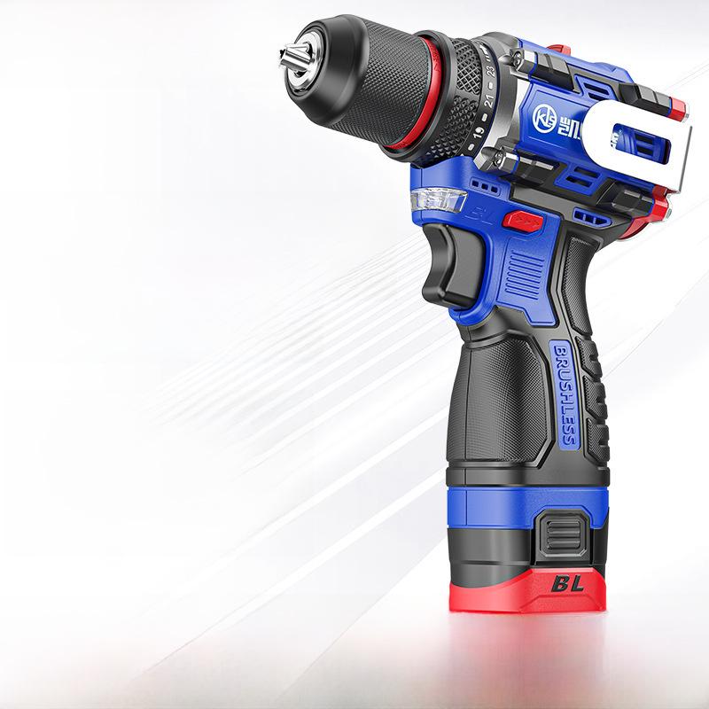 Kailisheng Pure Copper Brushless Hand Drill with Ratchet Chuck, Hammer, and Side-Mounted Steel Cannon