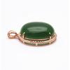Exquisite Russian Purple Gold Inlaid Oval Egg Surface Greenstone Pendant Luxury High-End Rose Gold Plated Colored Gold Necklace