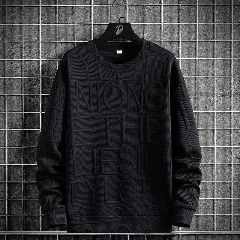 Large Size Jacquard Hoodie New Men's Spring and Autumn Fashion Brand Letter Clothing Round Neck with Long Sleeve Undercoat Men's Coat