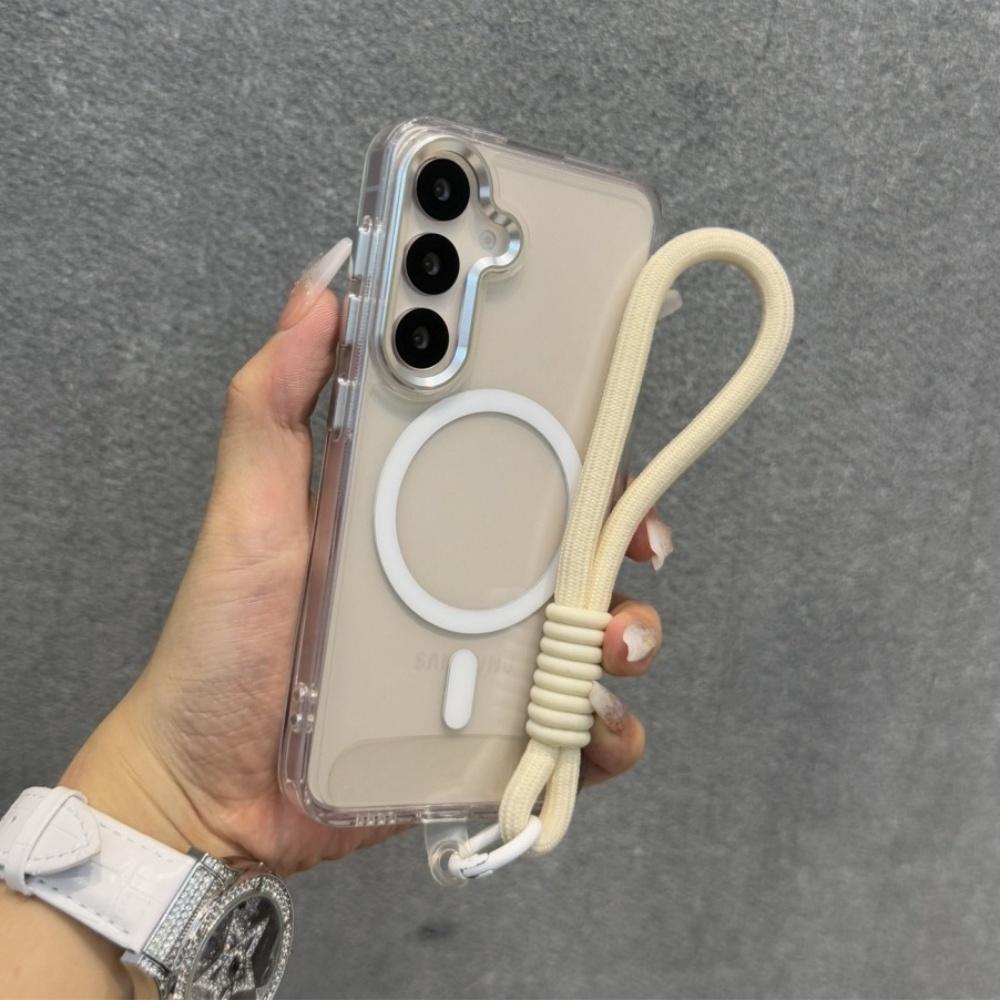 Wrist Strap Lanyard for Magsafe Case for Samsung S25 Ultra S24 FE S25 Plus S23 FE S24 Ultra Transparent Magnetic Acrylic Cover Galaxy S25+