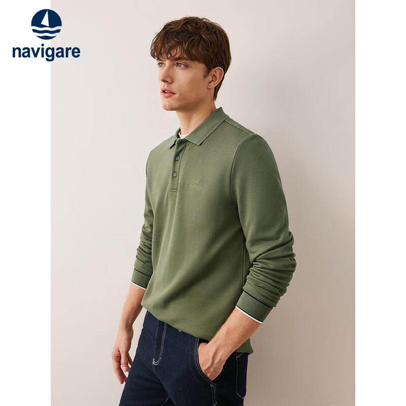 Navigare Men's 100% Cotton Long Sleeve Polo Shirt