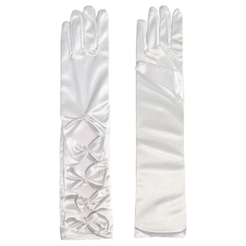 

Темные атласные перчатки Женские Панк-стиль Готическая Лолита White (S0112)