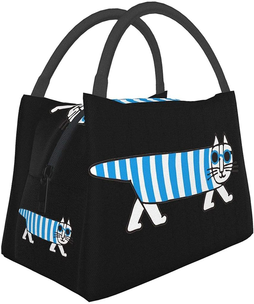 Lisa Larson Insulated Lunch Bag with Bento Cooler Bag with Soft Cooler Bag Clasp, Black, Box, Insulated, Zipper, Compact, Bag, Tote/Eco