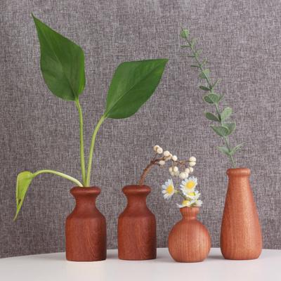 Mini Vază din Lemn pentru Flori Uscate Vază Flori din Lemn Natural Lucrată Manual Mică Vază Decorativă pentru Muguri pentru Birou Raft Decor Acasă