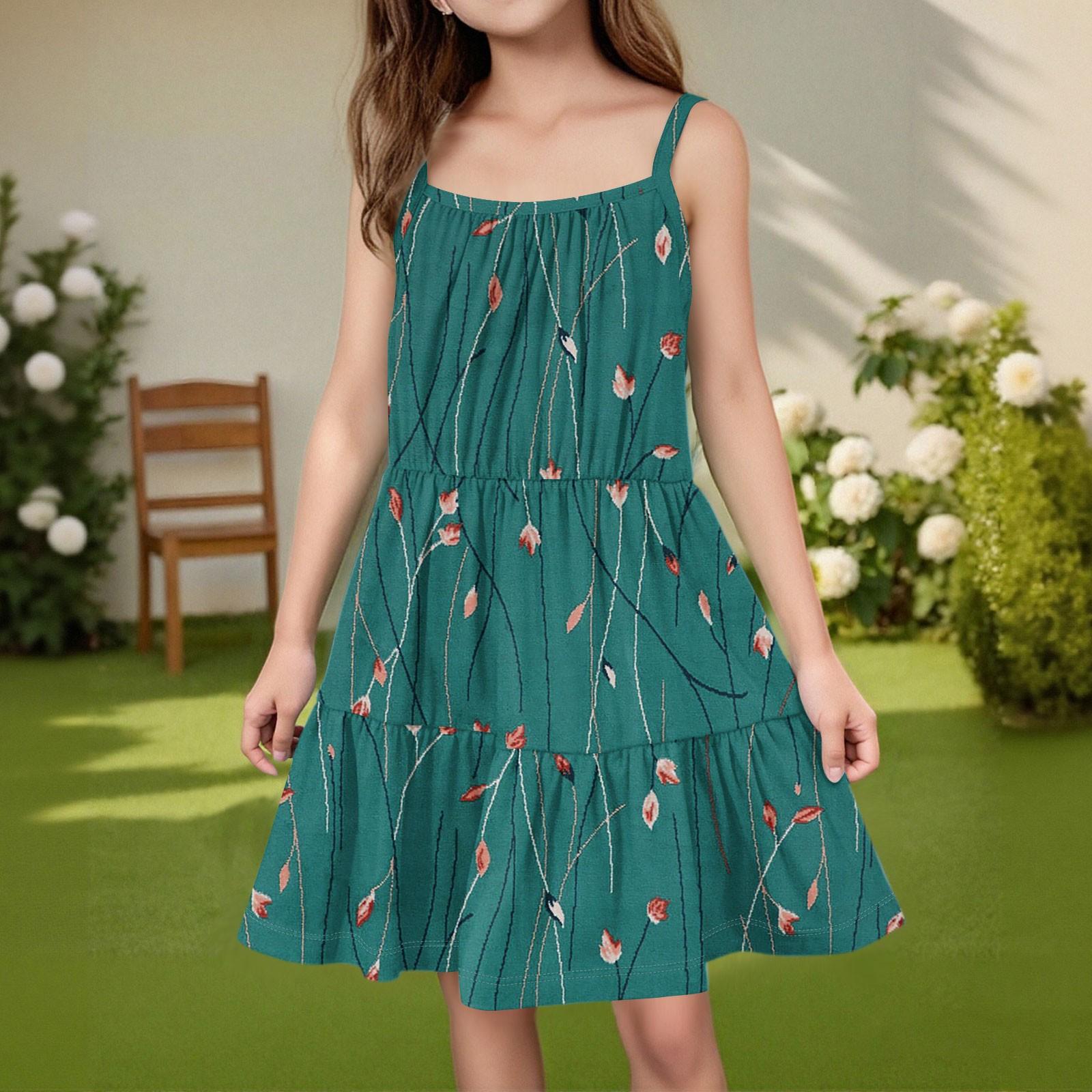 

Детское летнее повседневное модное платье без рукавов с круглым вырезом 110 армия зеленый