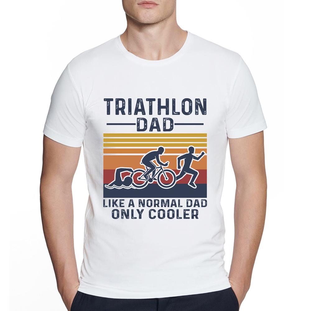 Triathlon Triathlete Runninger Swimmings Bikings Funny Triathlon Dad Like a Normal Dad T Shirt Men Summer Streetwear T-Shirt