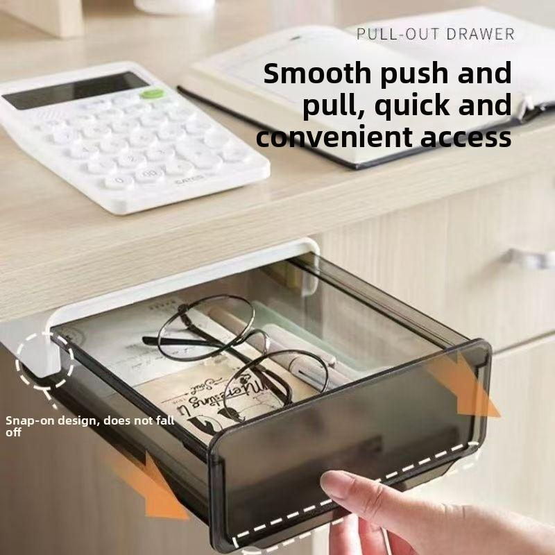 Abs Plastic Drawer Organizer With Sticky Mount For Office And Bedroom Storage