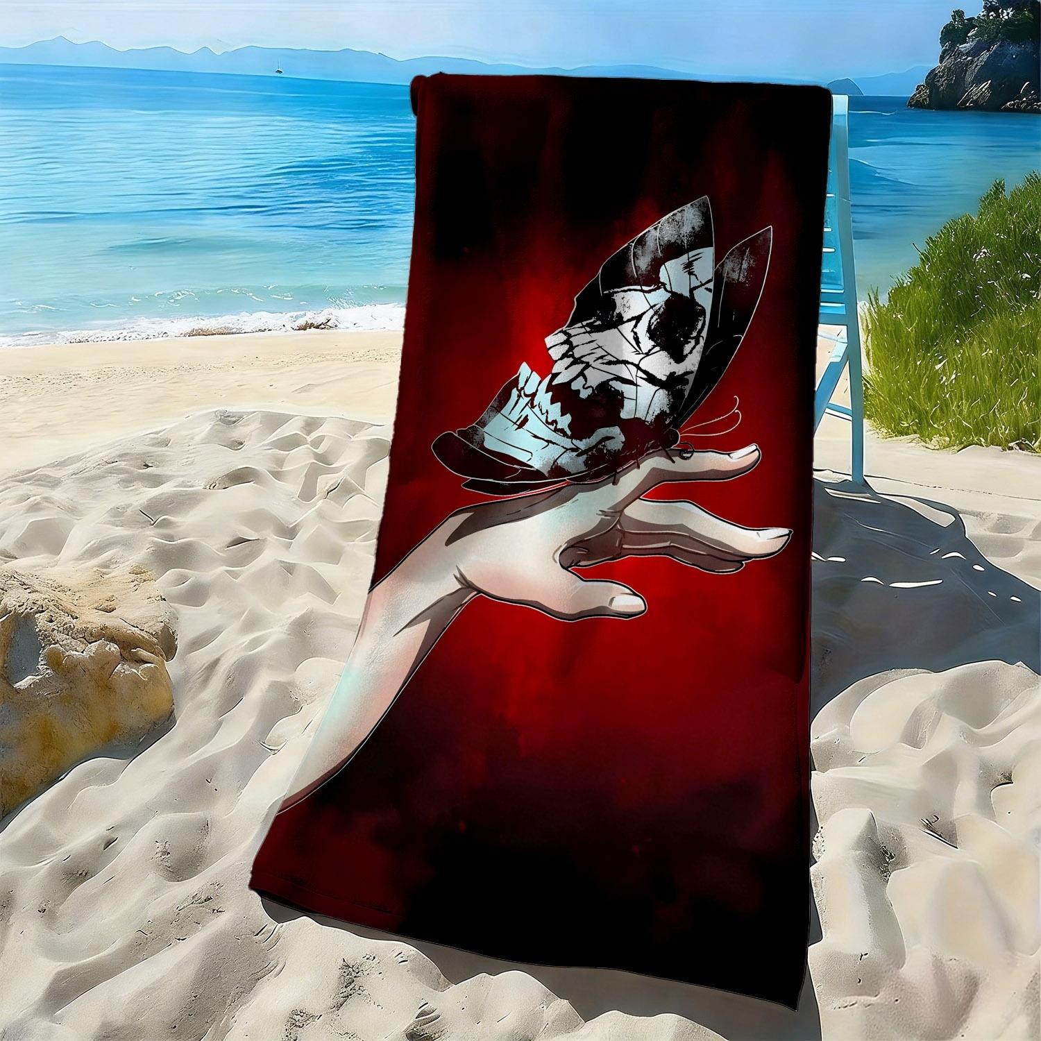 

Dark style butterfly Gothic pattern polyester microfiber beach towel is highly absorbent suitable for swimming and beach outings W30*H60(CM)