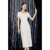 Mandy Zhang Elegant French Style White Square Neck Summer Dress