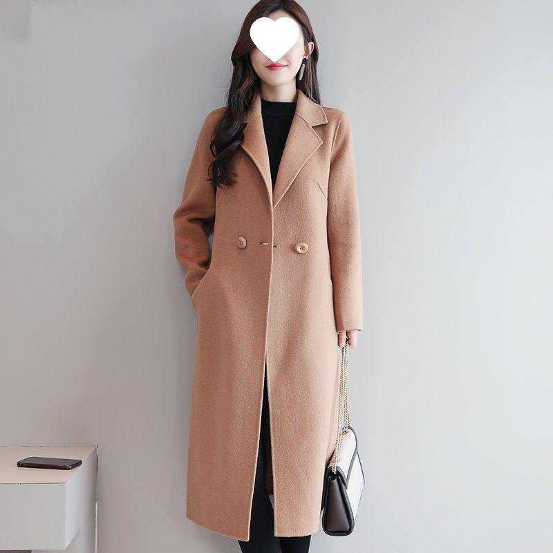 Elegante Dames Dubbelzijdige Wol & Kasjmier Jas - Lang, Pluche, Grote Maat, Wintercollectie 2025