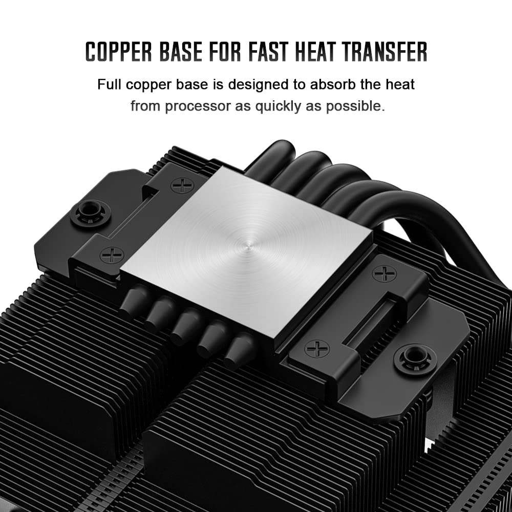 ID-COOLING IS-55 BLACK Low Profile CPU Air Cooler, 57mm Height, 5 Heat Pipes, 120x120x15mm Slim Fan, for Intel LGA1700/115X/1200 and AMD AM4/AM5 Deskt