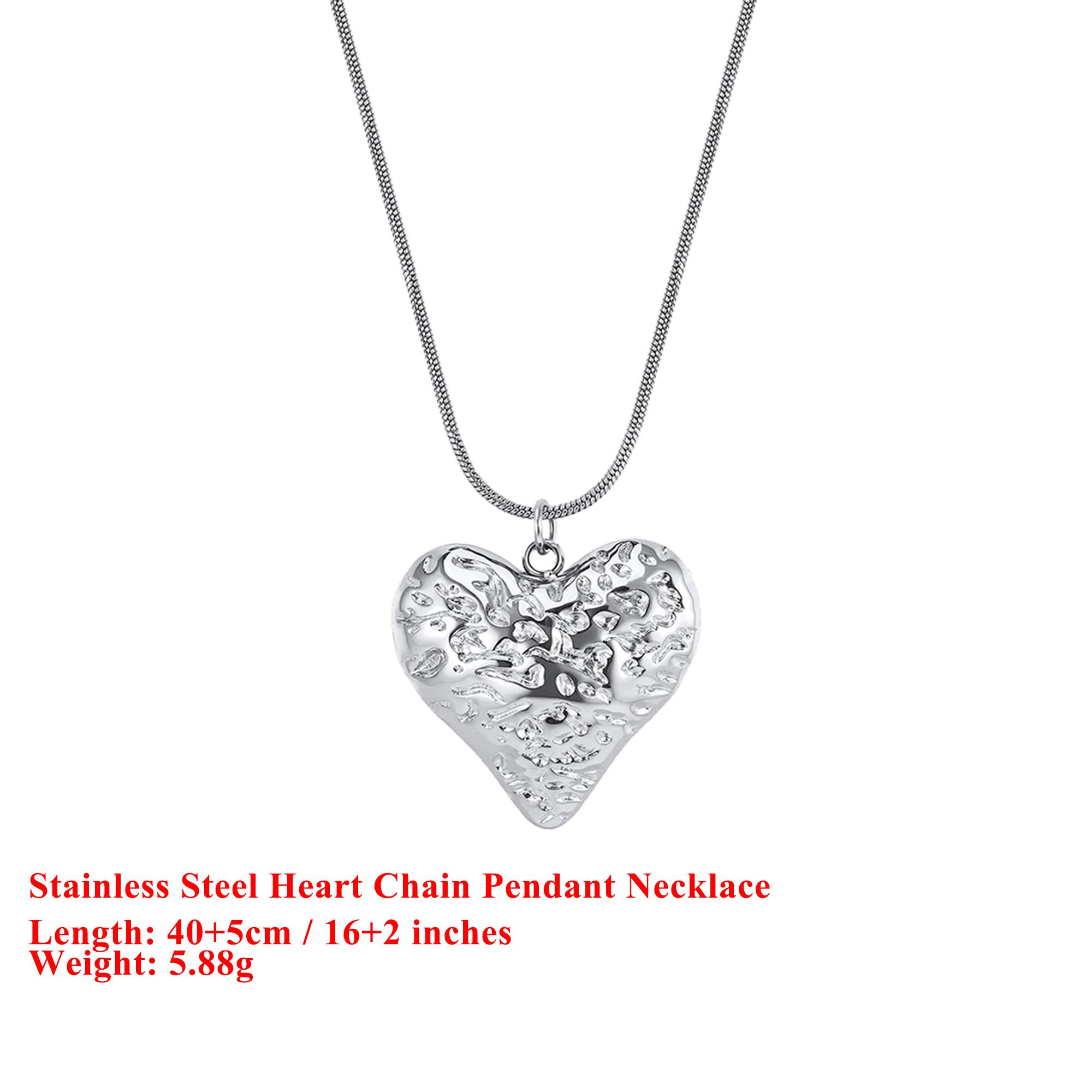 

EFFIE QUEEN Stainless Steel 18k Gold Heart Shaped Chain Pendant Necklace Romantic Jewelry for Women Wedding Party Banquet STGN01 серебряный