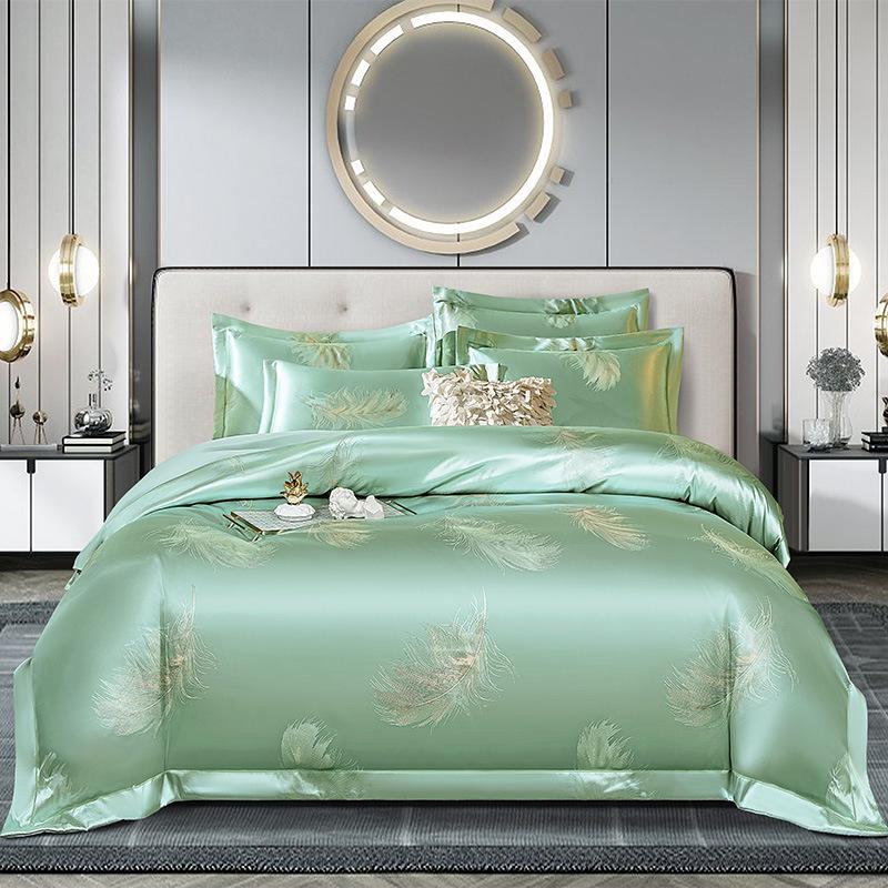 European Cotton Sateen Jacquard 4-Piece Skin-Friendly Bedding Set