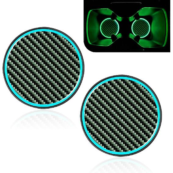 2PCS Car Cup Holder Coaster, Car Cup Holder Insert, 2.83" Insert Water Bottle Holder Pads, Auto Accessories Non-Slip Luminous Cover Scratches