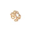 Elegant Adjustable Copper Ring With Geometric Design And Sparkling Zirconia For Women