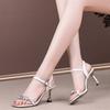 Fashion Transparent Crystal Mid-heeled Women's Shoes 2025 Summer Sandals Female Fashion Flowers Buckle Dress Sandals
