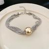 Metallic Round Ball Multi-layer Chain Necklace & Bracelet - High-End Cold Style Jewelry