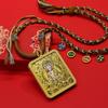Tibetan Zodiac Eight Protectors Thangka Gold-Inlaid Square Pendant Necklace