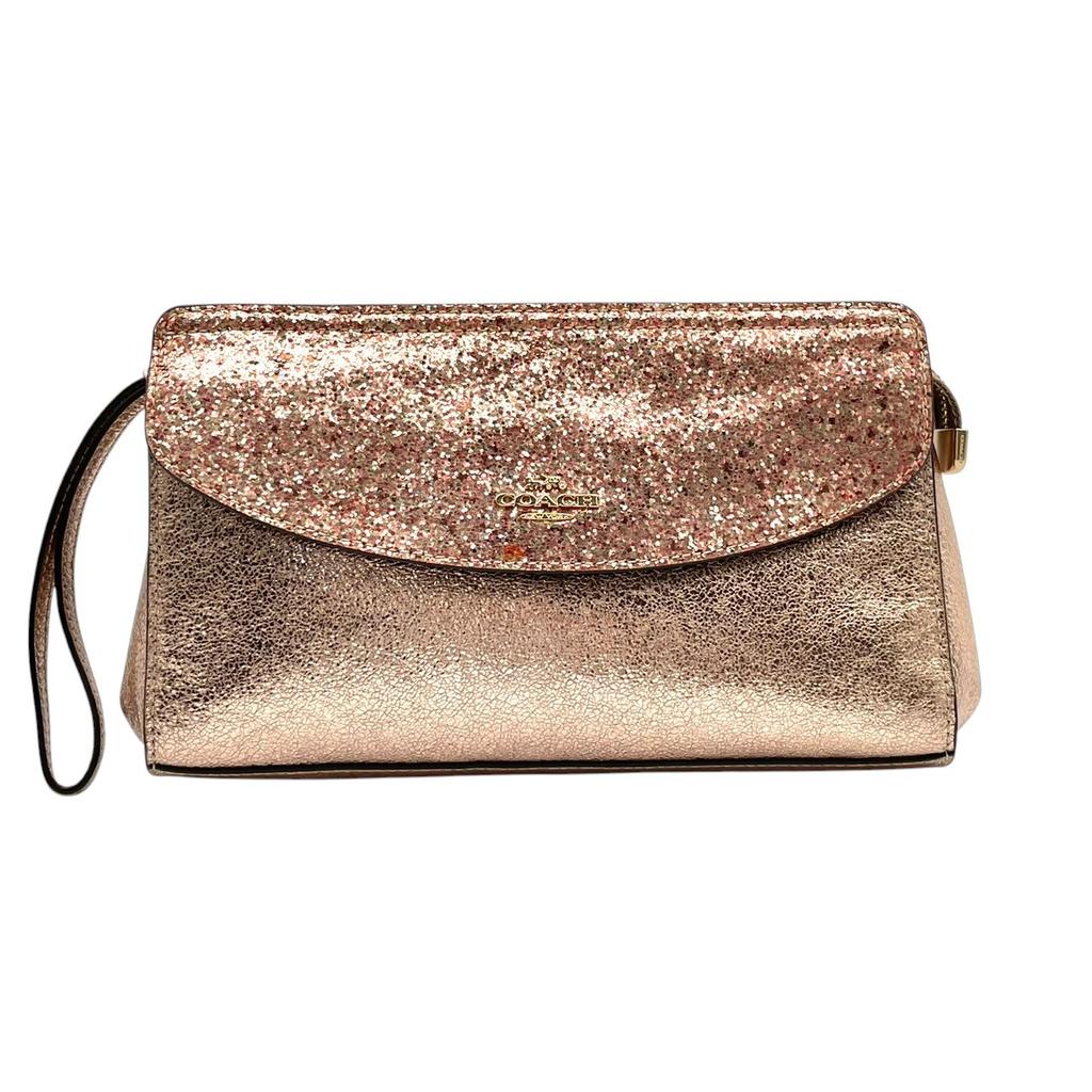 Used COACH Clutch bag Flap ClutchClutch bag Pink gold/pink leather Women
