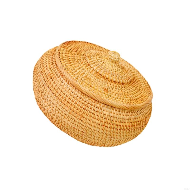 Handgeweven Ronde Rotan Opbergmand Met Geventileerd Deksel Voor Huisorganisatie Natuurlijk Vietnamees HX6C