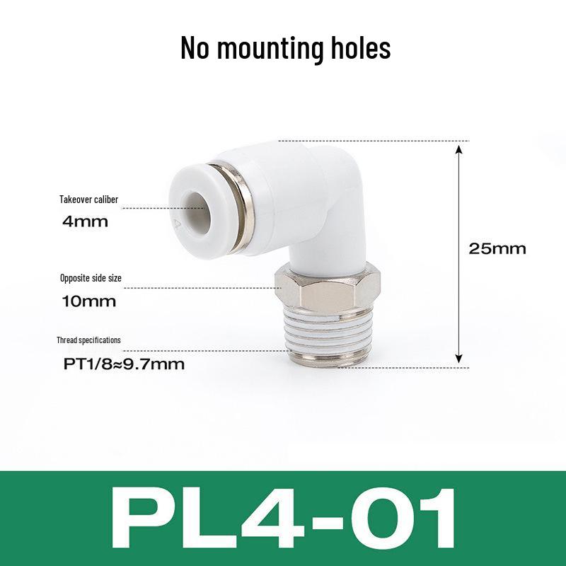 Premium White Male Thread Elbow PL8-02 Pneumatic Connector, 4-M5/6-01/10-03/12-04 Air Tube