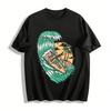 Skeleton Surfing Playing Guitar Graphic Tee Casual Vacation Top Pure Cotton T-shirt